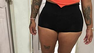 did you see that big ass in shorts while she organizes the room?