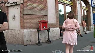 Pale British Slave Gets Bound And Fucked Publicly Outdoors.