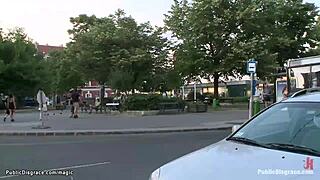 Pale British Slave Gets Bound And Fucked Publicly Outdoors.