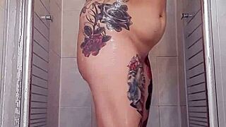 Blonde alina bathes in sexy shower