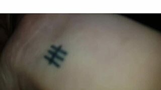 The blonde milf wife collects cum after licking and swallowing in homemade handjob.