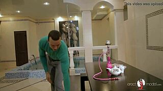 Hot gay action with nude guys sweating in steamy sauna