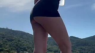 Melina Khalifa bends over in doggystyle, her clothes ripped by an old cuckold partner