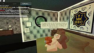 Robloxian redhead slutty snowbunny rides doggystyle, showing big tits and ass, creampied by daddy.