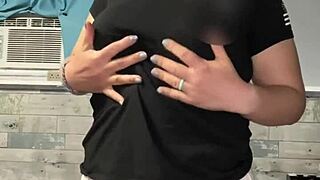 watch me tease and undress in the bedroom, ripping clothes off my tits