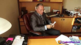 Juicy masseuse gives FULL BODY MASSAGE with horny extras at the office.