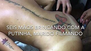 Eu vi minha esposa trans chupar quatro paus em um gangbang, ficando mais puta todo dia