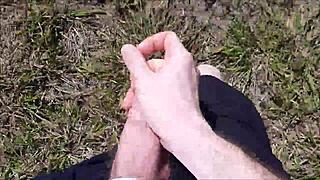 Watch This Gay Guy Jerking Off In The Bush, Hairy And Public Outdoor Masturbation In Part 6