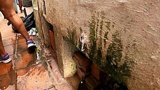 Beggar Shows Breasts In Exchange For Cans!