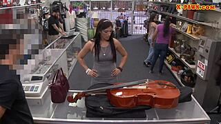 The woman traded her violin for a hardcore pounding session