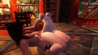 one strapon dominates two lesbians in anime hentai