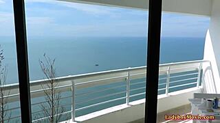 ladyboy amy delivers top-notch service to a fresh client.