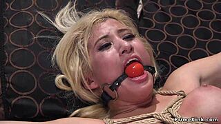 I watch busty blonde get doggy banged in bondage with gaggin and chokin.