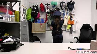 Cute blonde officer gets caught and fucked