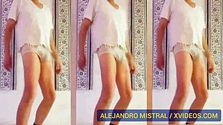 Alejandro Mistral in white and blue underwear dancing erotically 😏