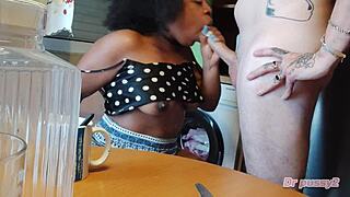 ebony novinha satisfies in morning cafe 😋