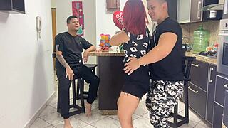 Girlfriend's friend rubs dick on her ass?