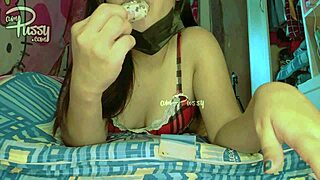 Ice cream in pussy close-up. Watch this wild teen 18+ solo fetish!