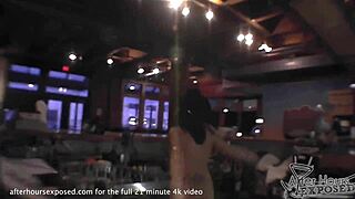 Behind the bar, I get blowjob and cumshot!