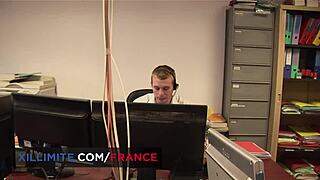 Sexy Boss In Lingerie Licks Skinny Small Tits While Bent Over Riding In Office Threesome