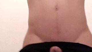 shemale with big cock jerks off using toys in solo masturbation session