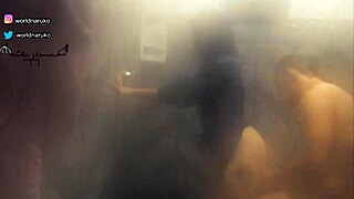 Naruko in anime costume discusses water crisis.