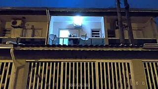 Young married woman caught with lover on balcony, video leaked online