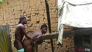 Mature ebony woman caught undressing in public by stepson. She gets drilled hard in wet outdoor action.