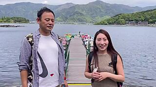 Mini-skirt adventure on a boat at Lake Kawaguchi in Yamanashi, Japan. A unique cultural experience unfolds.