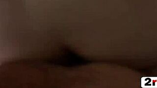 brunette with curly hair performs oral and riding in personal video