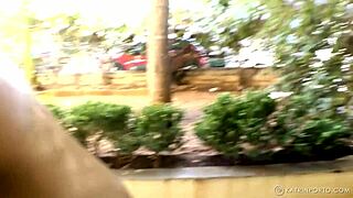 bbw with hairy pussy flashes nude outdoors