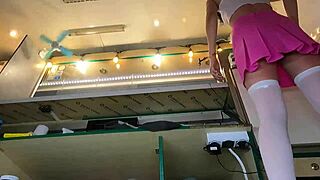 boss takes off alice's panties at work for some flashing fun