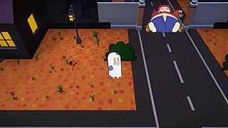 bunny maid in halloween hentai puts duster in butt for anal fun