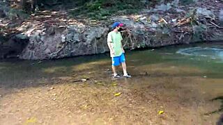 Found a slut in the countryside, led to river sex in cabin?