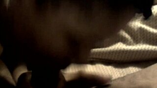 wife is giving a sloppy blowjob to her husband