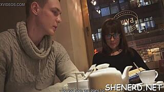 Calm legal age teen 18+ager in glasses goes wild blowjob pussy young cock amateurs hardcore rough