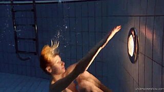 nastya strips naked in public pool