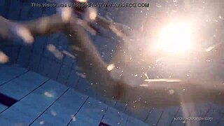 Nastya stripper naken i offentlig basseng