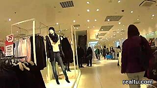 Czech teen seduced in supermarket striptease.