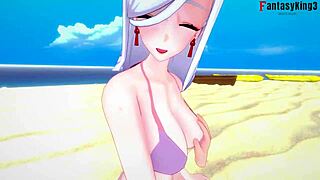 shenhe bikini blowjob and titjob in pov genshin impact scene