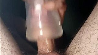 Clear fleshlight gets my cock throbbing so hard!