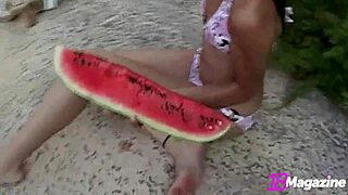 Latina Tere in bikini after playing with fruit