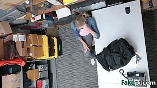 Blonde teen 18+ thief gets fucked in the office