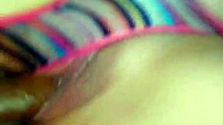 Resabooxxx gets sloppy BBC fuck with colorful panties stripped