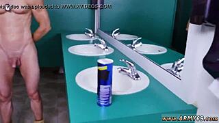 Young man experiences first gay anal training, ending with cum on face