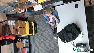 Blonde teen 18+ thief gets fucked in the office