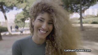 Curly Latina craves thick cock after teasing vibrating panties