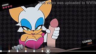 rouge the bat plays a game with big cock