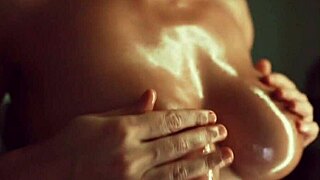 Feeling the oil on my perfect body and tits on webcam