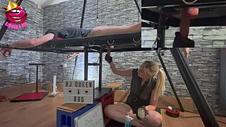 Unlocking chastity on the milking table for multiple ruined orgasms